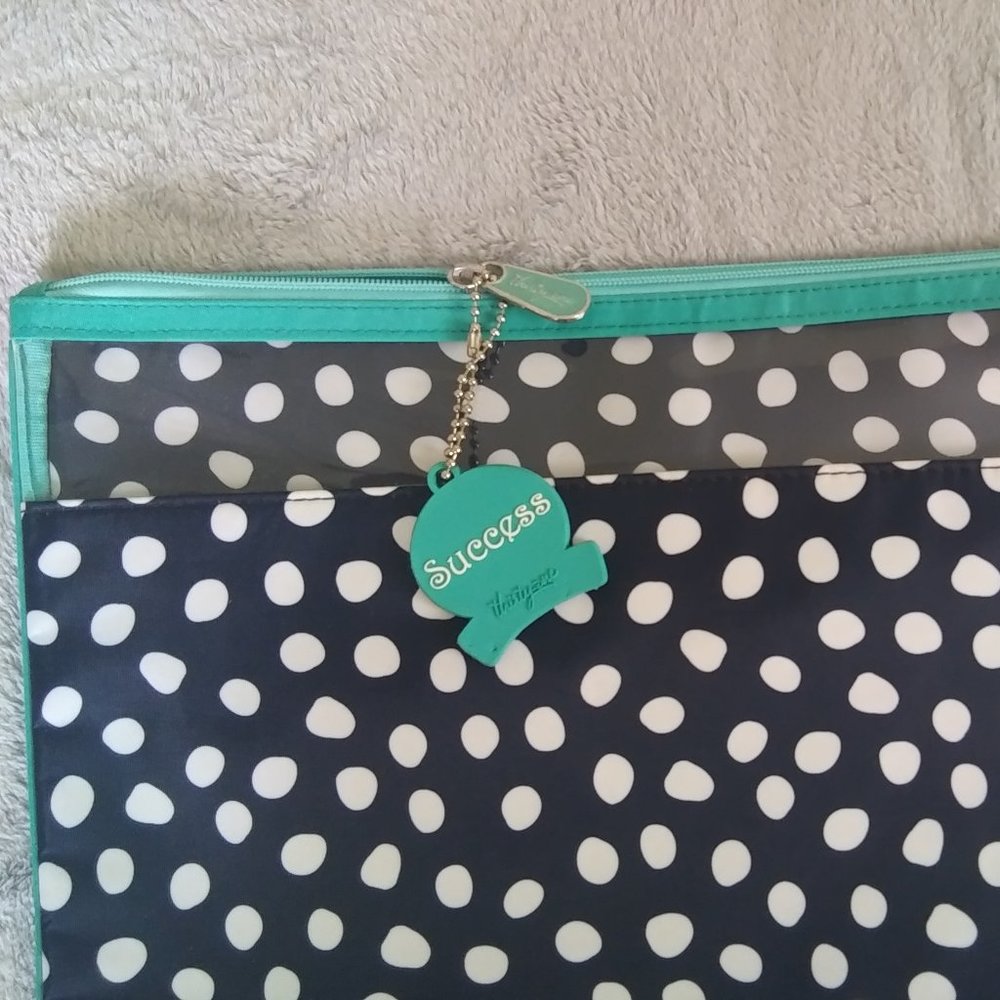 Blue and White zippered attache / file tote